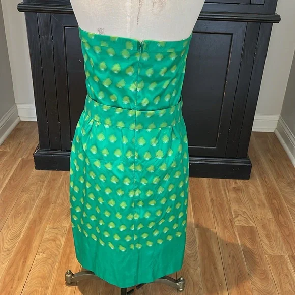 Kate Spade Kelly green strapless silk dress New York peacock way Kay 12 - Picture 5 of 14